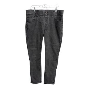 Lee Riders Indigo Distressed Black Stretchy Elastic Waistband Skinny Jeans 16